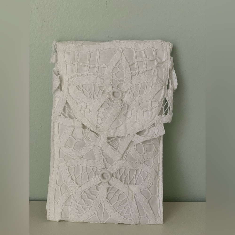 New vintage Victorian handmade lace cotton padded pouch